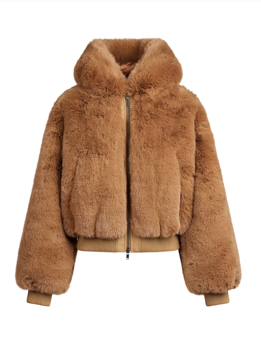 Coffee Fur Zip Jacket